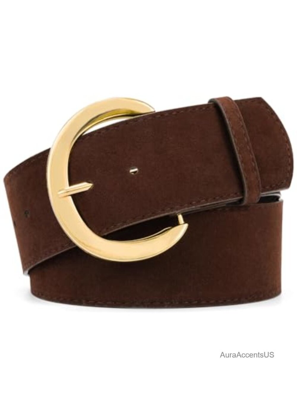 Wide Chunky Suede Belt Women PU Leather Gold Buckle